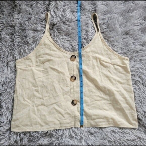 SHEIN Cream White Spaghetti Strap Tank Top with Brown Buttons Women size XL - Picture 4 of 7